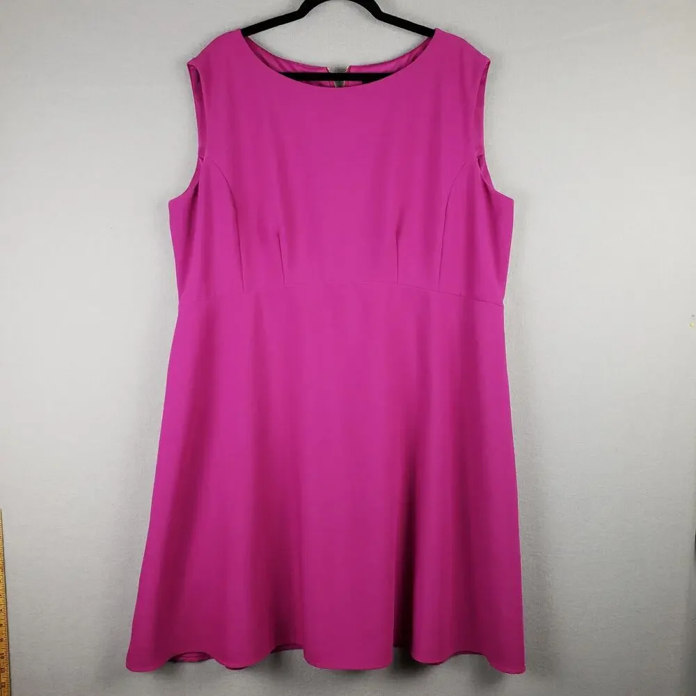 Tahari Women's Plus Size‎ 16W Sleeveless Shift Dress Magenta Pink Cocktail Party